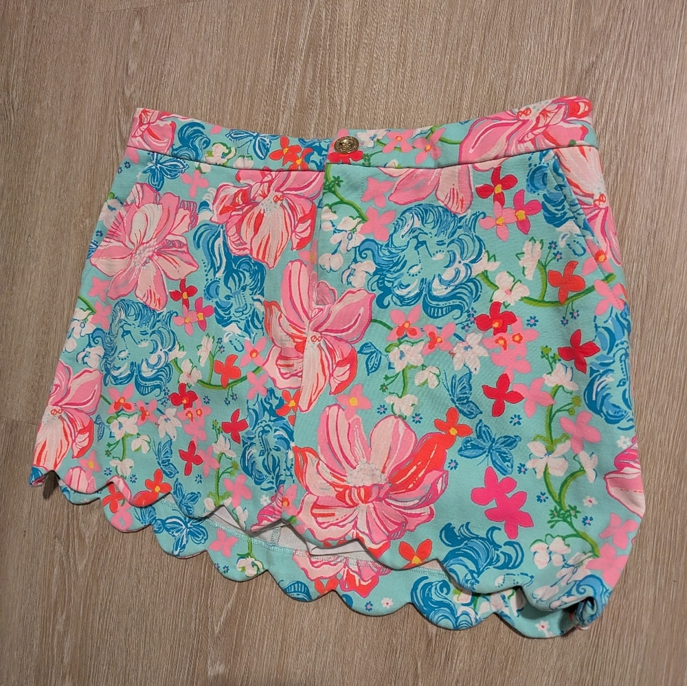 Lilly Pulitzer Skort Colette Hem Knit Surf Blue Luscious Lions - Picture 3 of 10